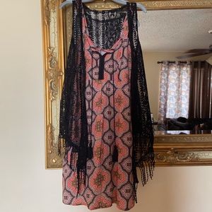 Walmart No Boundaries Boho Pattern Dress with Vest